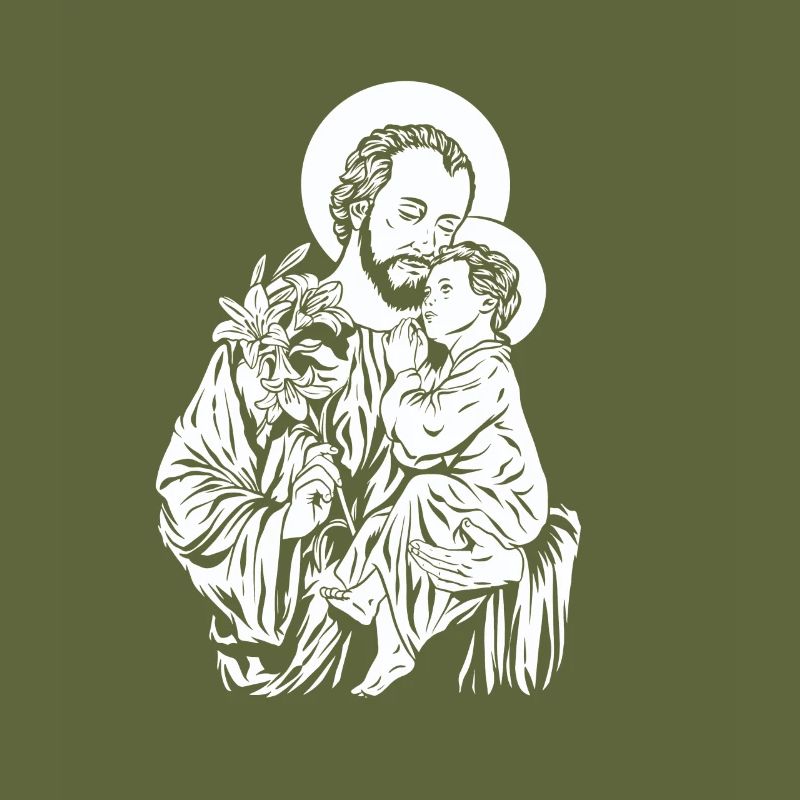 Saint Joseph tient Jésus dans ses bras