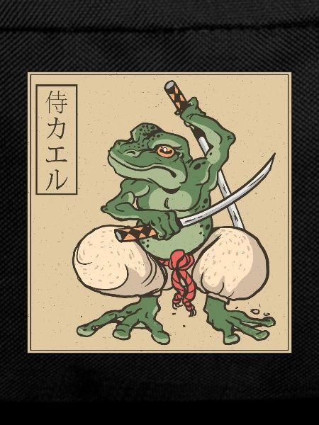 Samurai Frog Katana Japanese Letters