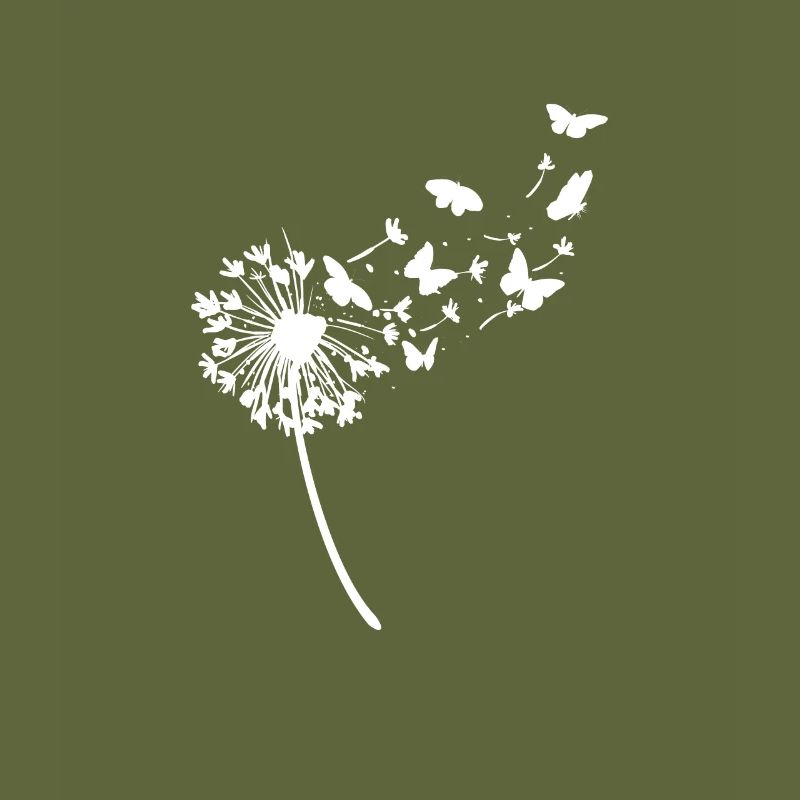 A Nice Blowball Dandelion With Butterflies Make A
