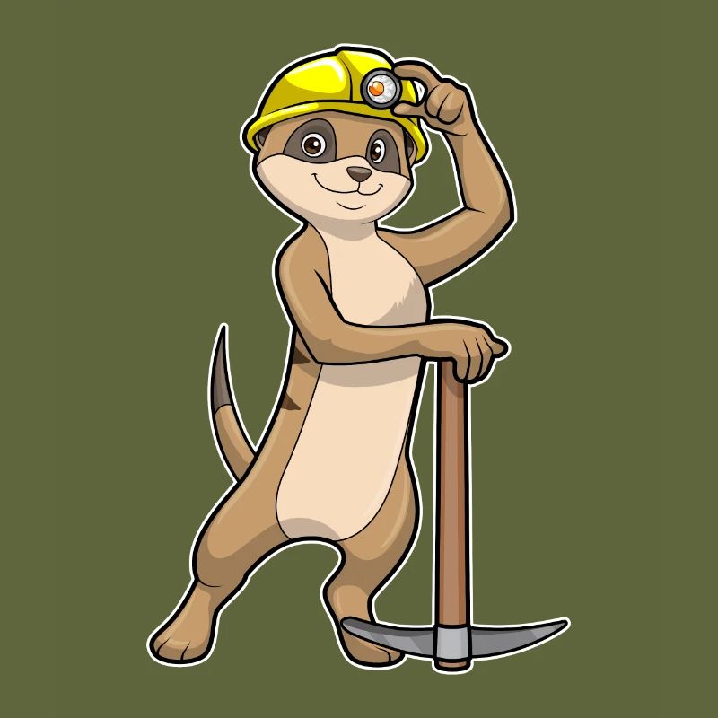 Suricate comme mineur avec pioche