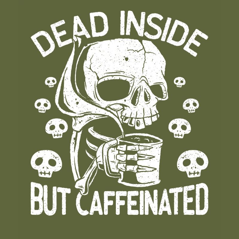 Dead Inside But Caffeinated Skeleton Drinks Coffee