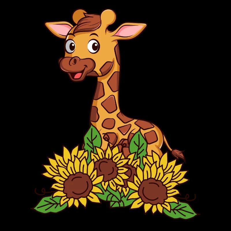 Giraffe mit Sonnenblumen