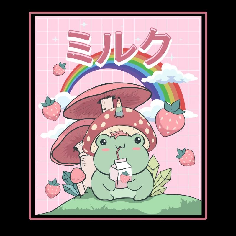 Cottagecore Aesthetic Frog Drinks Japanese Milk
