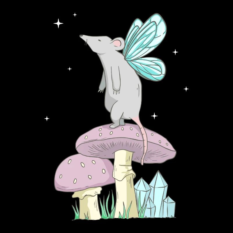 Fairycore Aesthetic Fairy Mouse on a Mushroom