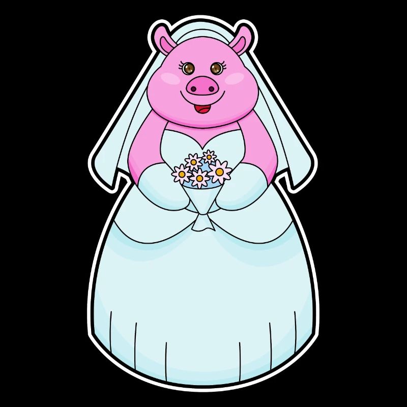 Cochon comme mariée avec voile