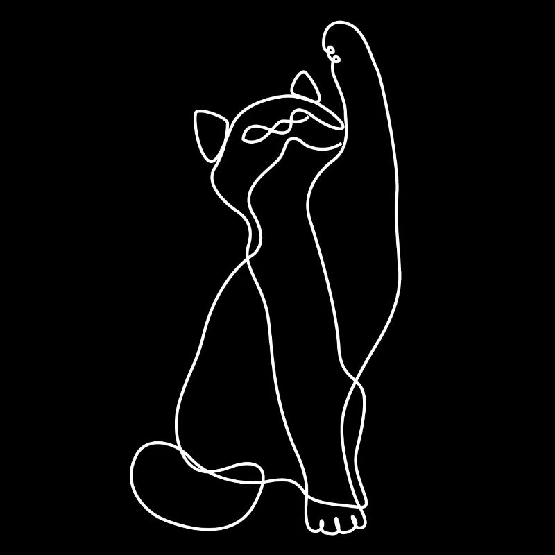 Cat Kitten Line Art Cadeau d’art abstrait