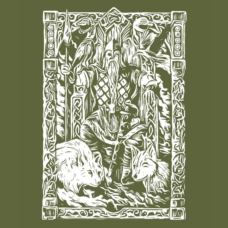 Viking table with wolves and ravens