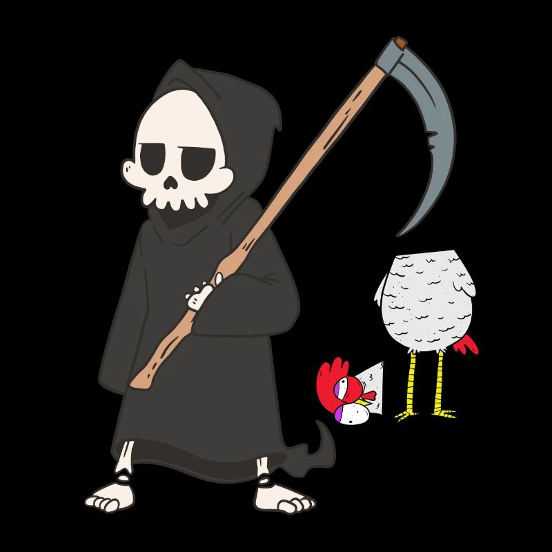 Tod Sensenmann Huhn Horror Halloween Kopf brutal