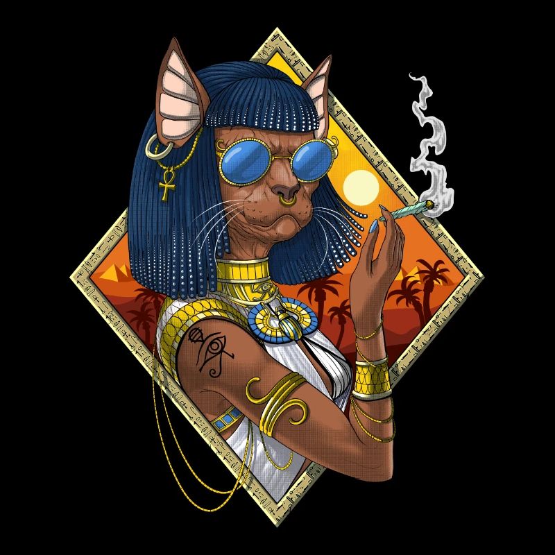 Bastet Goddess Hippie Stoner