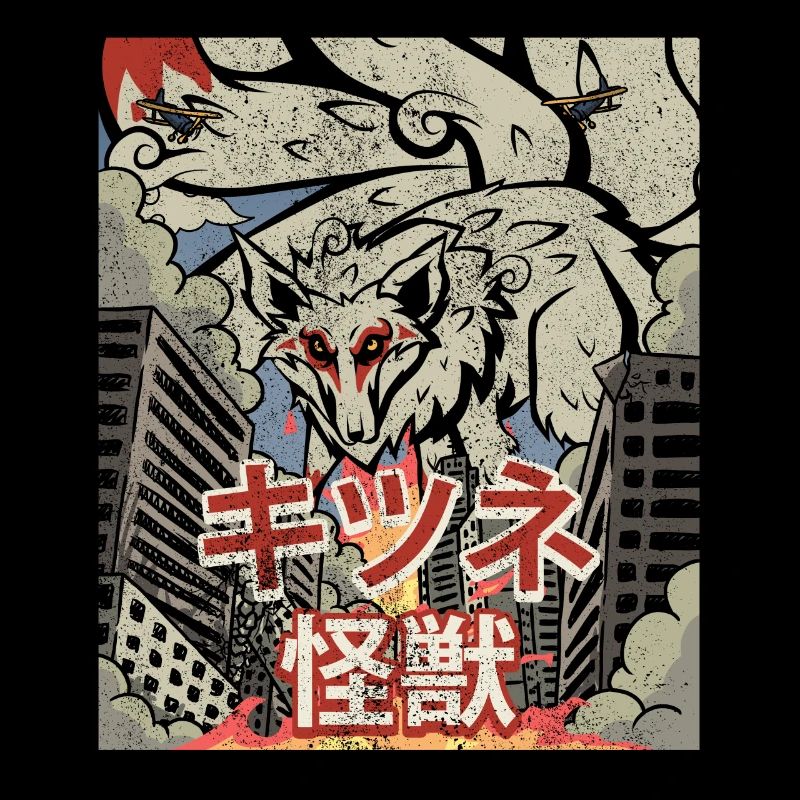 Kaiju Kitsune Nine-tailed Fox Kanagawa Wave