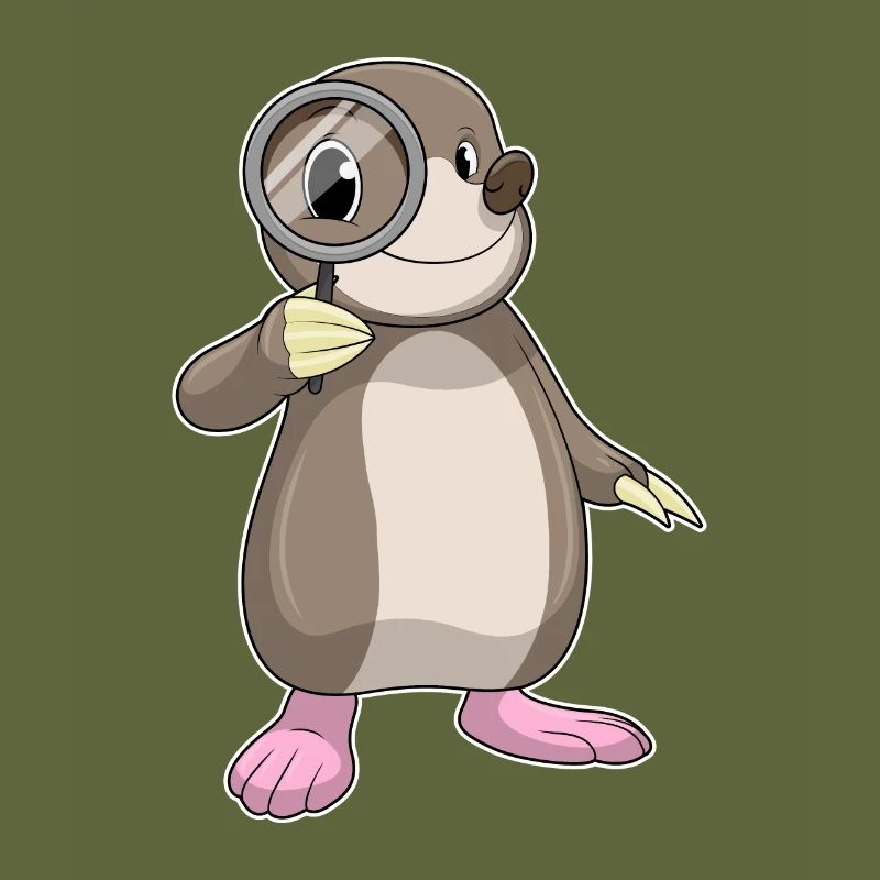 Mole with magnifying glass