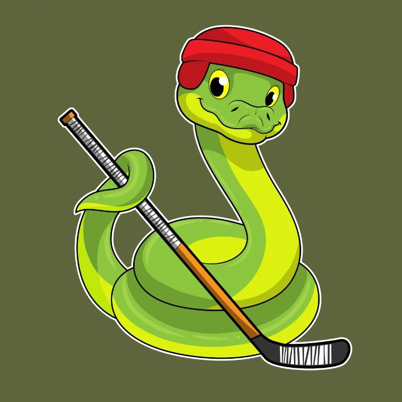 Schlange beim Eishockey mit Eishockeyschläger