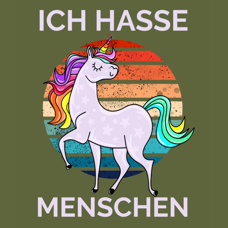 Ich hasse Menschen Einhorn Retro