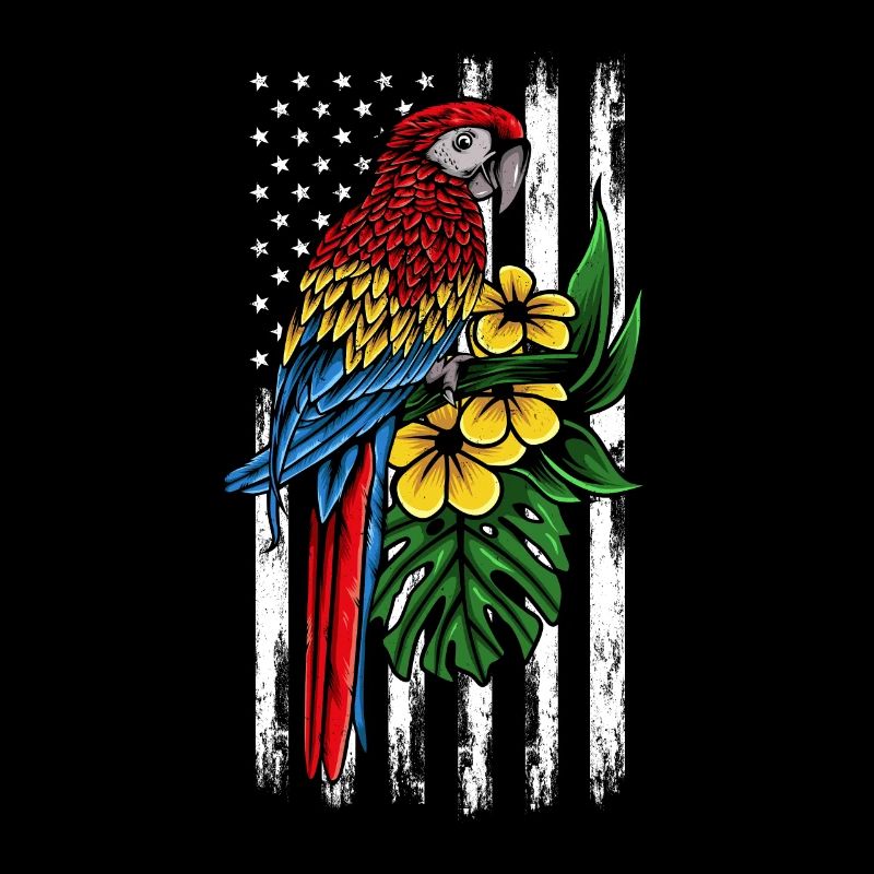 Perroquet oiseau fleur drapeau américain perroquet