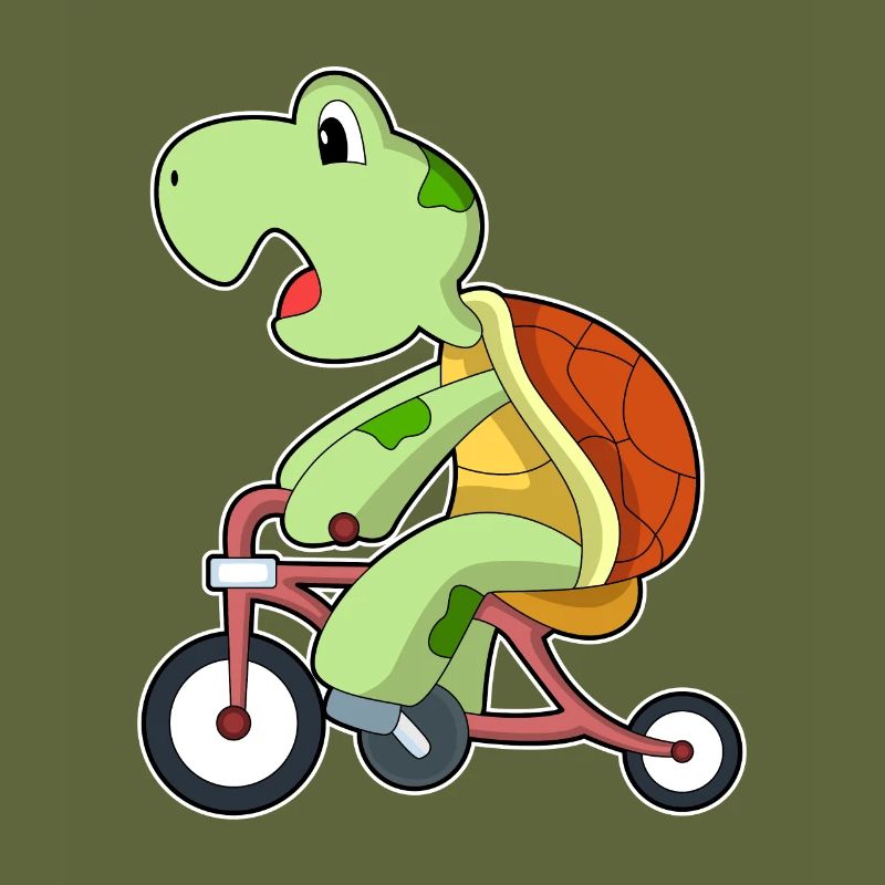Turtle with bicycle
