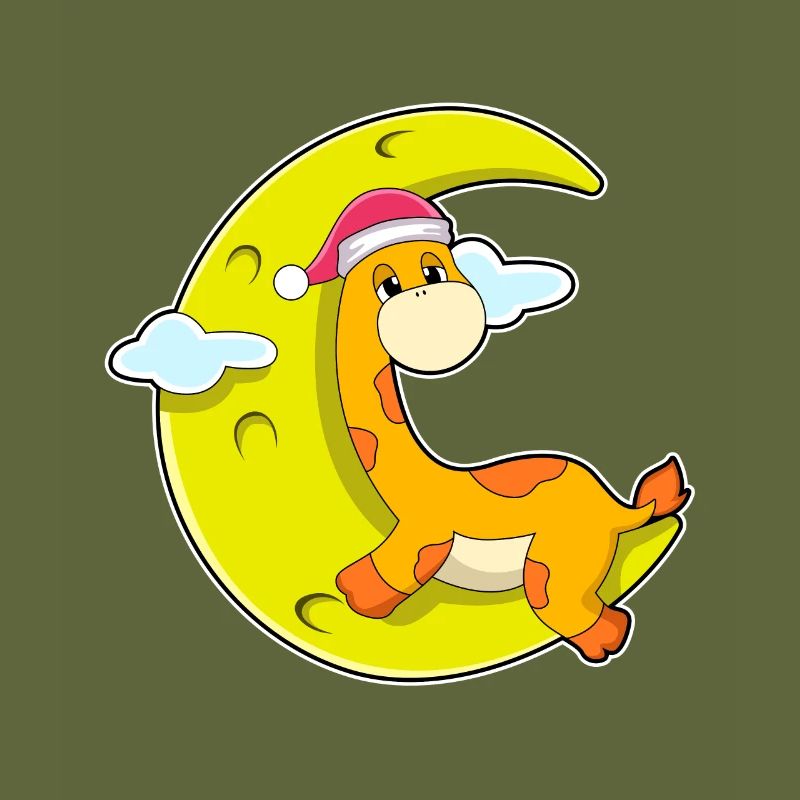 Giraffe sleeping with moon