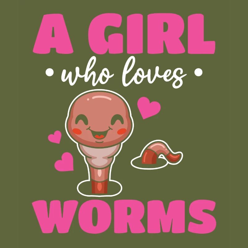 Compost Worm Cute Worm - Ein Mädchen, das Würmer