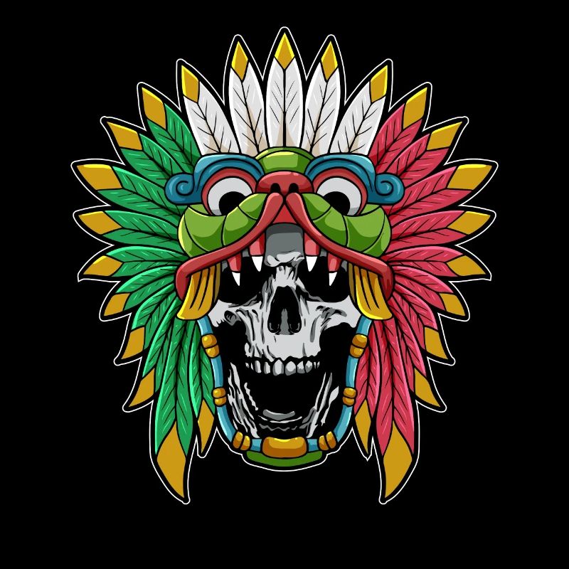 Quetzalcoatl Skull Goth Aztec Feathered Snake