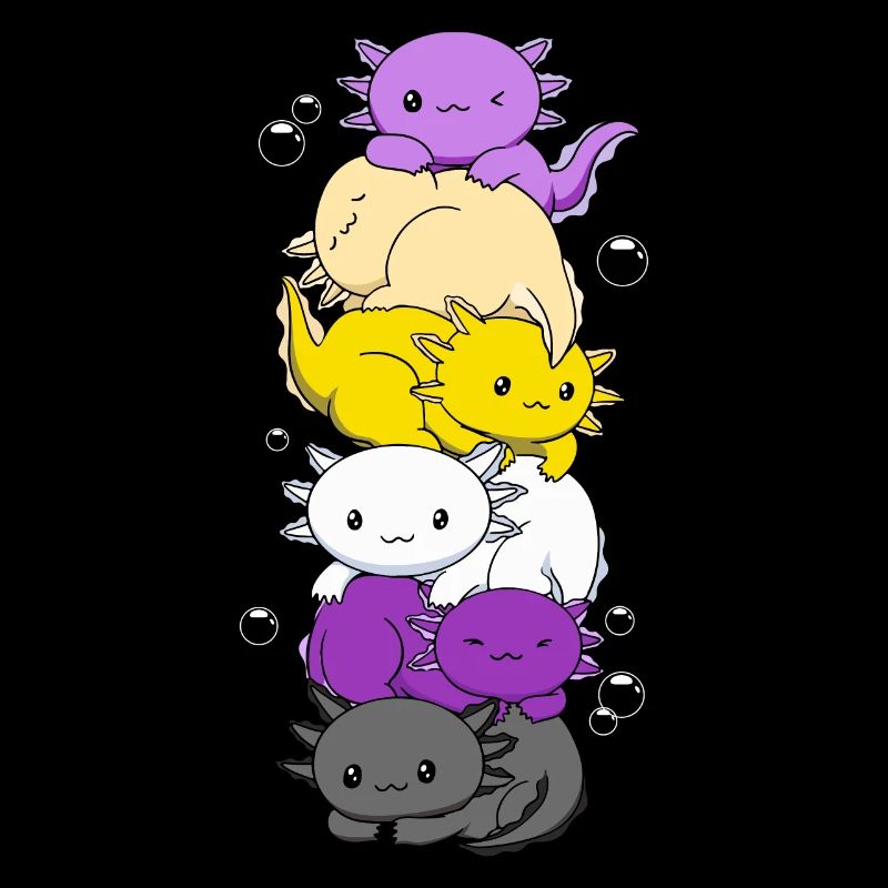 Non-Binary Flag LGBTQ Kawaii Axolotl Stack