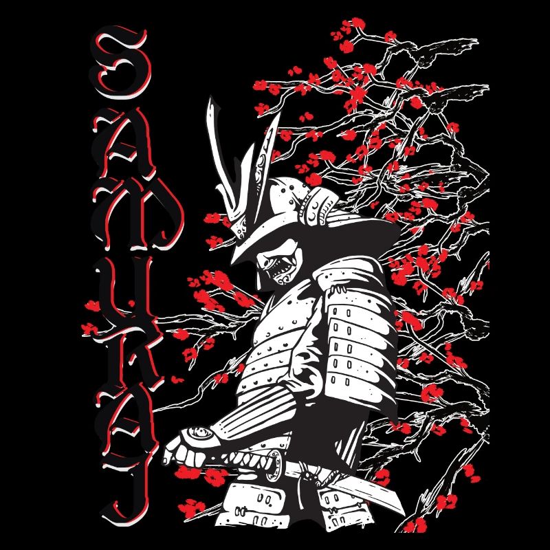 Samurai mit Kirschblüten