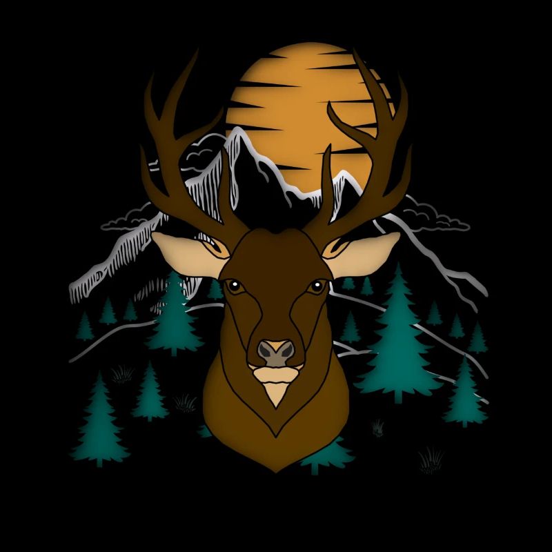 Rothirsch Geweih mit Hirschgeweih