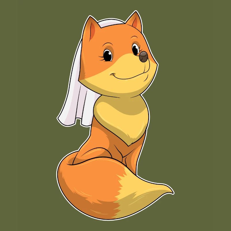 Renard comme mariée avec voile