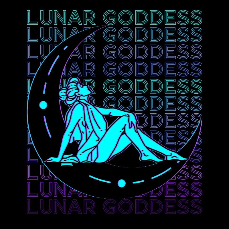Moon Goddess Wicca Pagan Retro