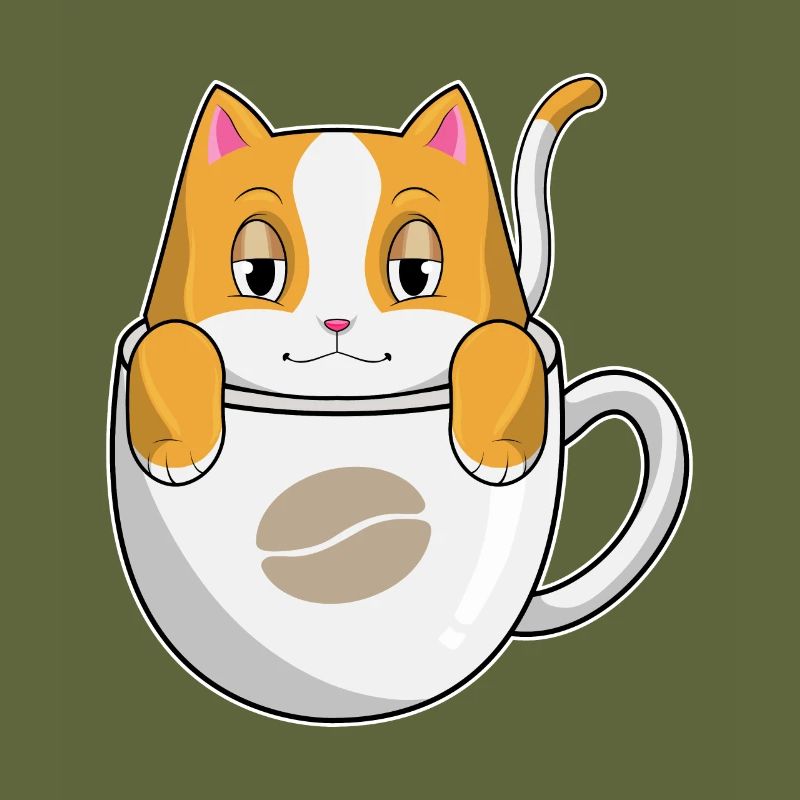Chat avec tasse de café