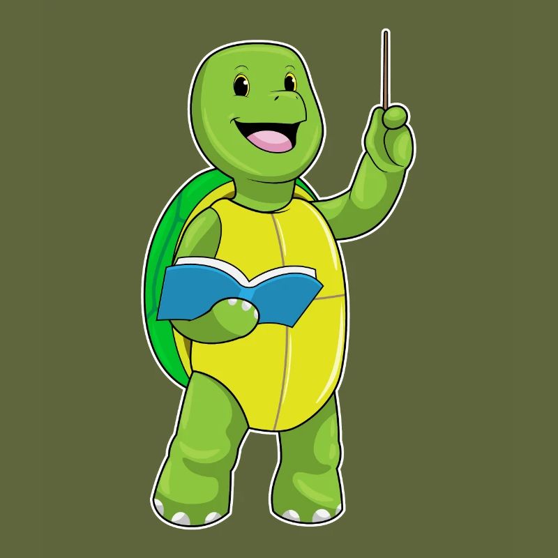 Turtle as a teacher with book & pointer