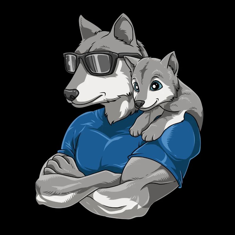 Starker Wolf mit Wolfs Kind für einen Wolf