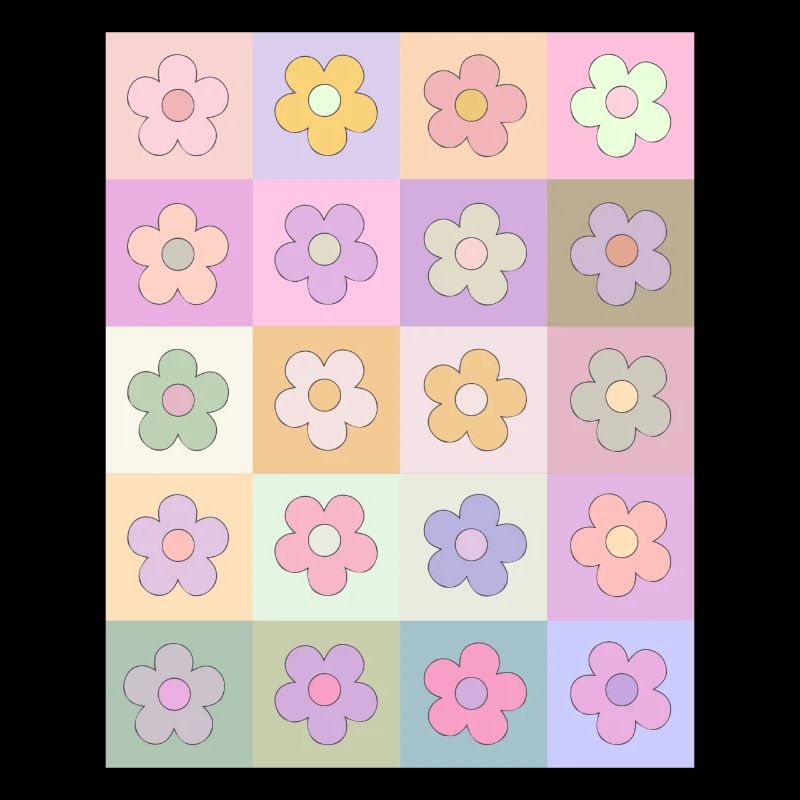 Motif de fleur rétro esthétique pastel danois