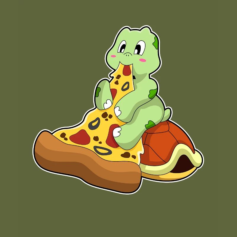 Schildkröte mit Pizza