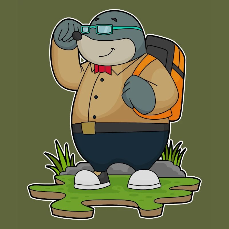 Mole as a hiker with backpack