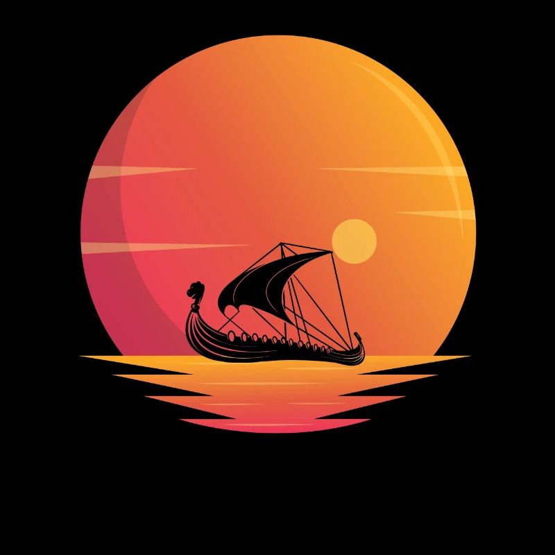 Coucher de soleil sur les bateaux vikings