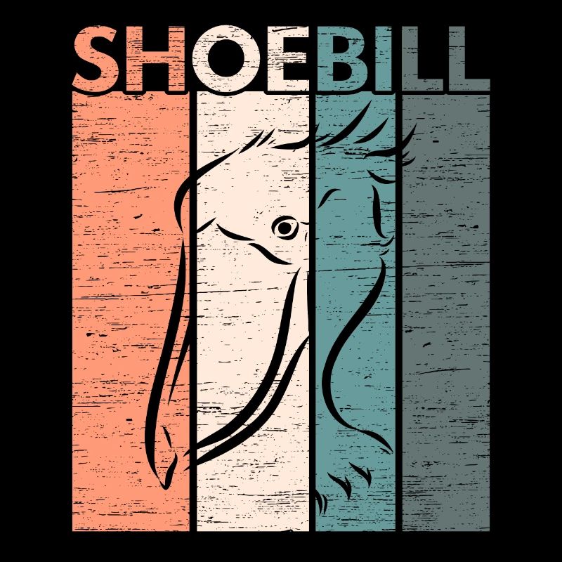 Retro Shoebill Stork Whale Head Bird Beoba