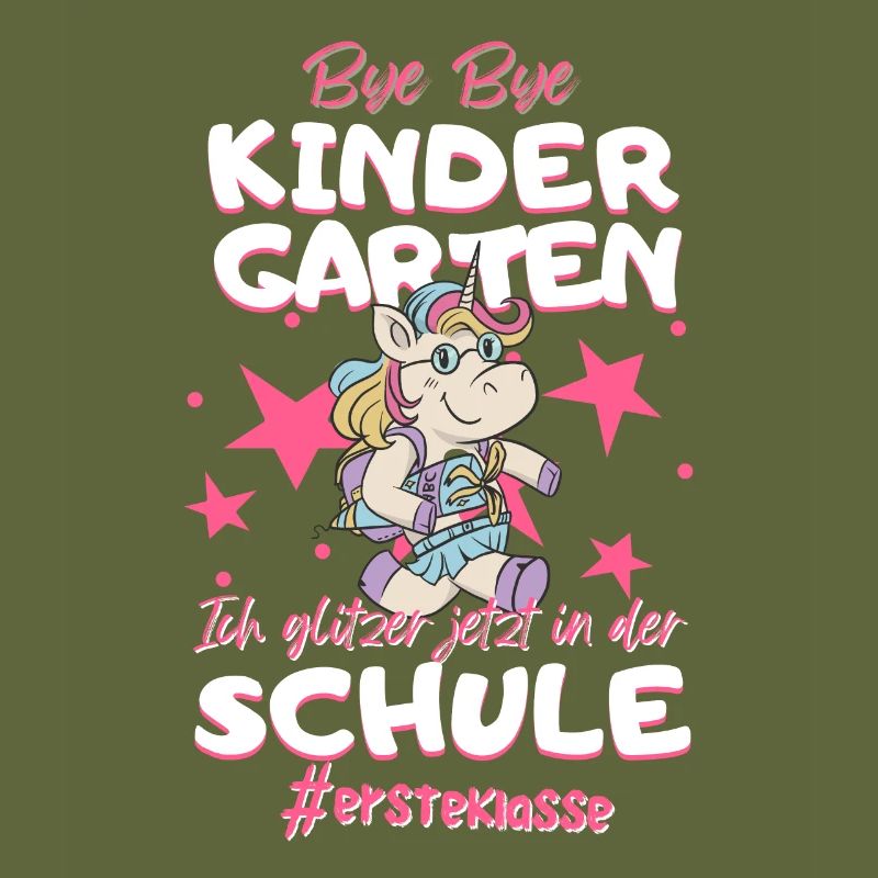 Bye Bye Kindergarten Einhorn Schulkind Einschulung