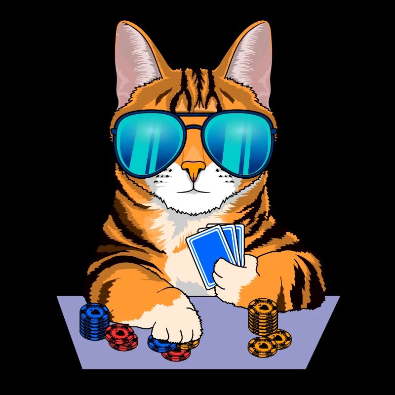 cat plays poker