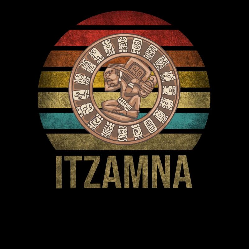 Mayan Calender Maya Itzamna Retro Sunset