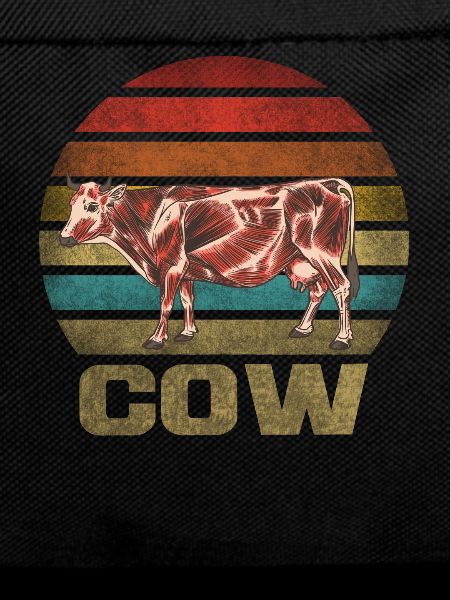 Muscle Cow Animal Retro Sunset