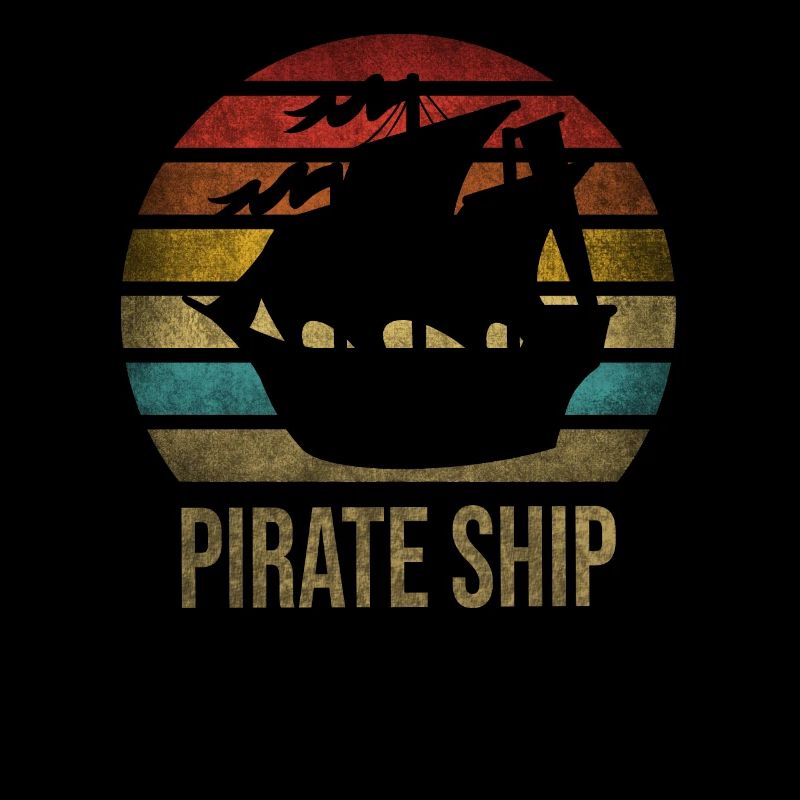 Pirate Ship Pirates Retro Sunset