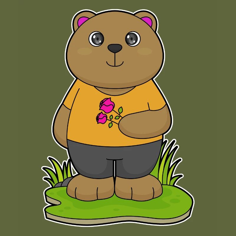 Ours avec des fleurs
