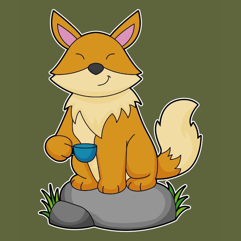 Fuchs mit Kaffeetasse