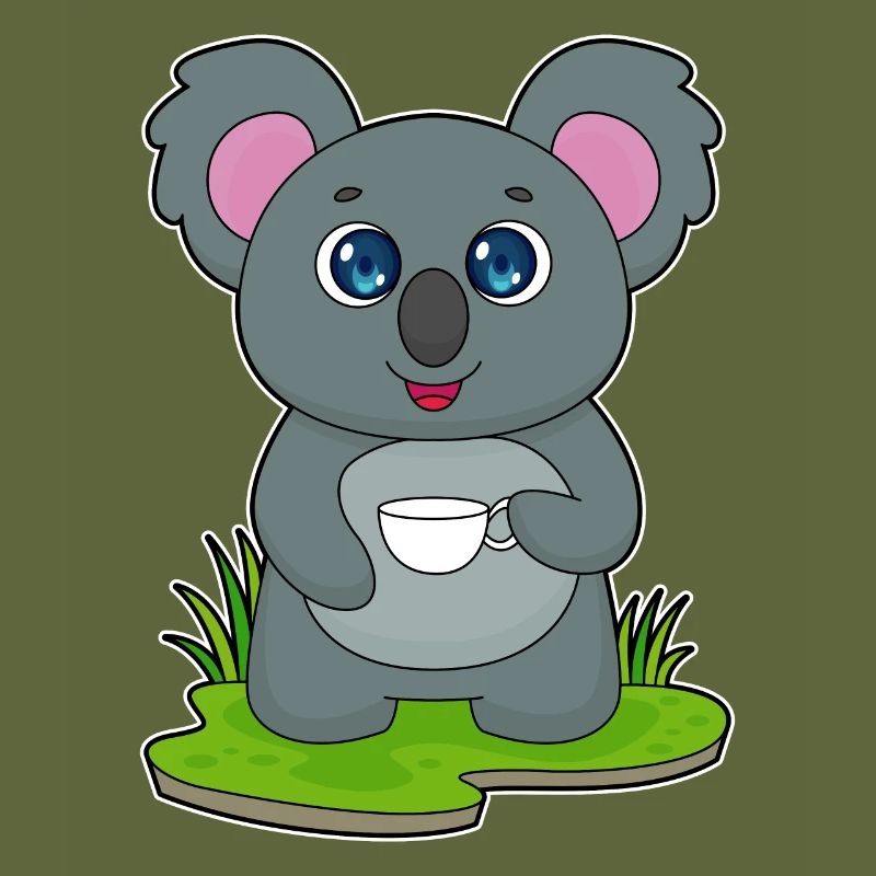 Koala mit Kaffeetasse