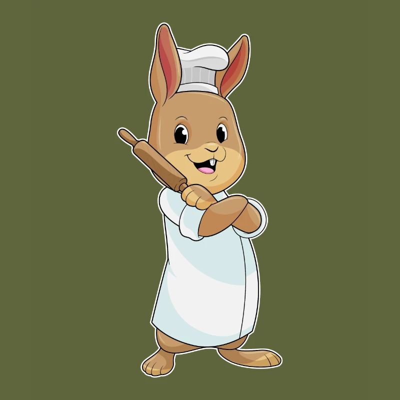 Rabbit as a baker with rolling pin