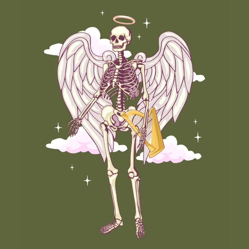 Angelcore Aesthetic Gothic Engel Skelett Schädel