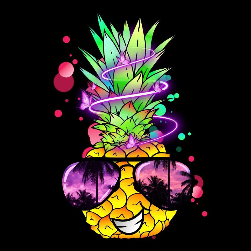cool pineapple with neon spiral