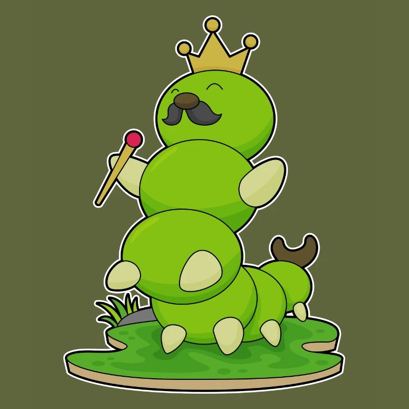 Caterpillar as king with crown
