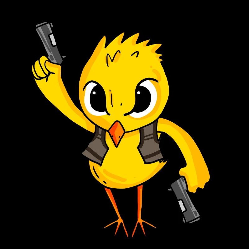 Poussins avec pistolet