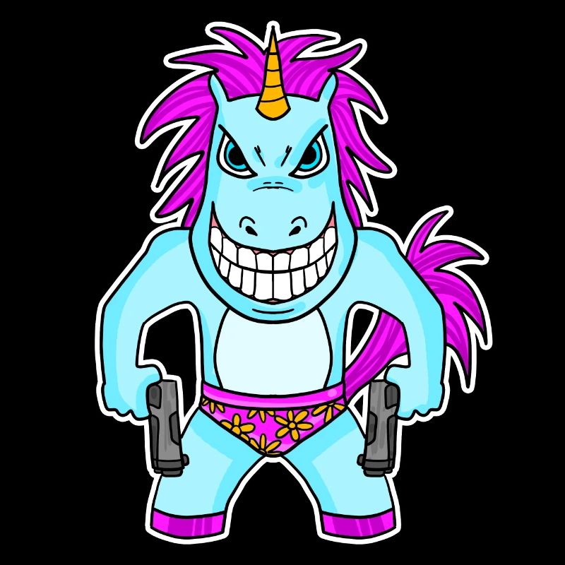 Einhorn mit Pistole