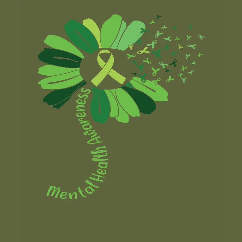 Ruban vert de fleur de sensibilisation à la santé mentale
